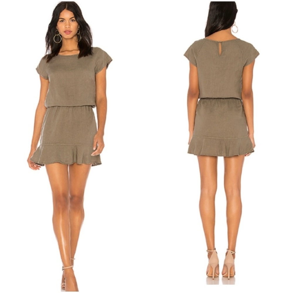 Joie Quora Army Olive Green Linen Dress sz M